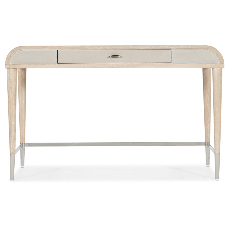 Cream Oak Veneer Transitional Writing Desk with Drawer