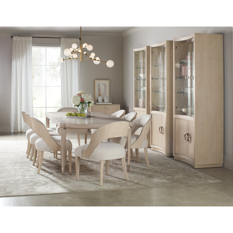 Cream Transitional Lighted Curio Cabinet with Glass Shelves