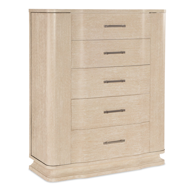 Cream Oak Transitional 5-Drawer Chest with Soft Close