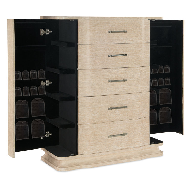 Cream Oak Transitional 5-Drawer Chest with Soft Close