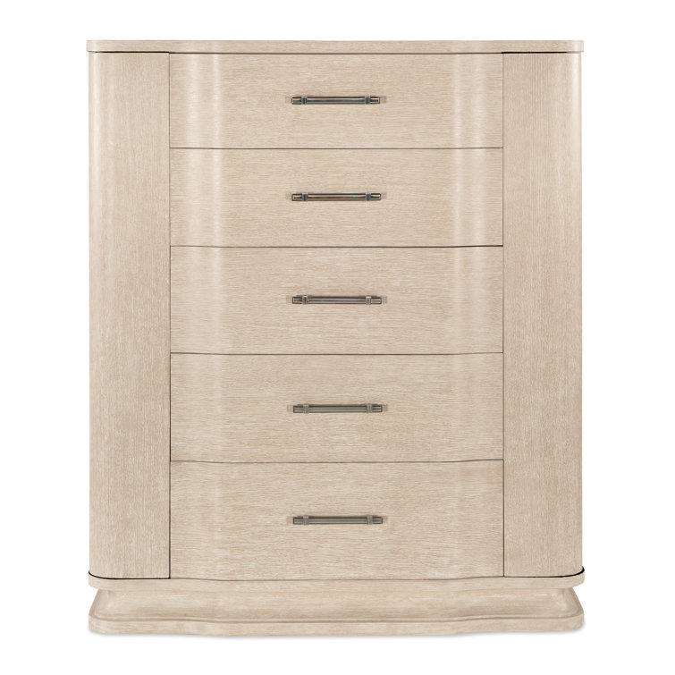 Cream Oak Transitional 5-Drawer Chest with Soft Close
