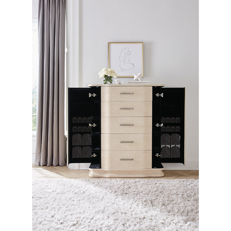 Cream Oak Transitional 5-Drawer Chest with Soft Close