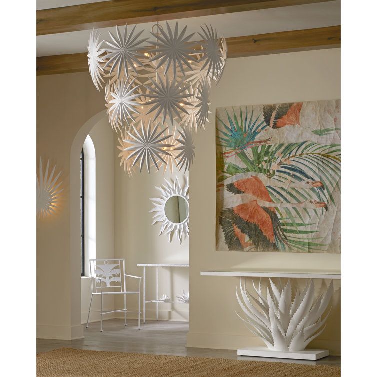 Agave White Mirrored Console Table with Metal Base