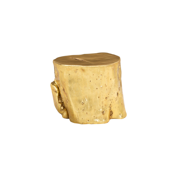 Large Gold Leaf Resin Log Storage Stool