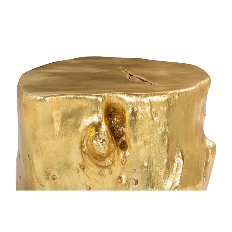 Large Gold Leaf Resin Log Storage Stool