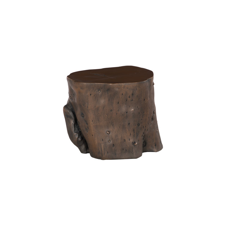 Cast Naturals Large Bronze Log Stool for Modern Outdoor Seating