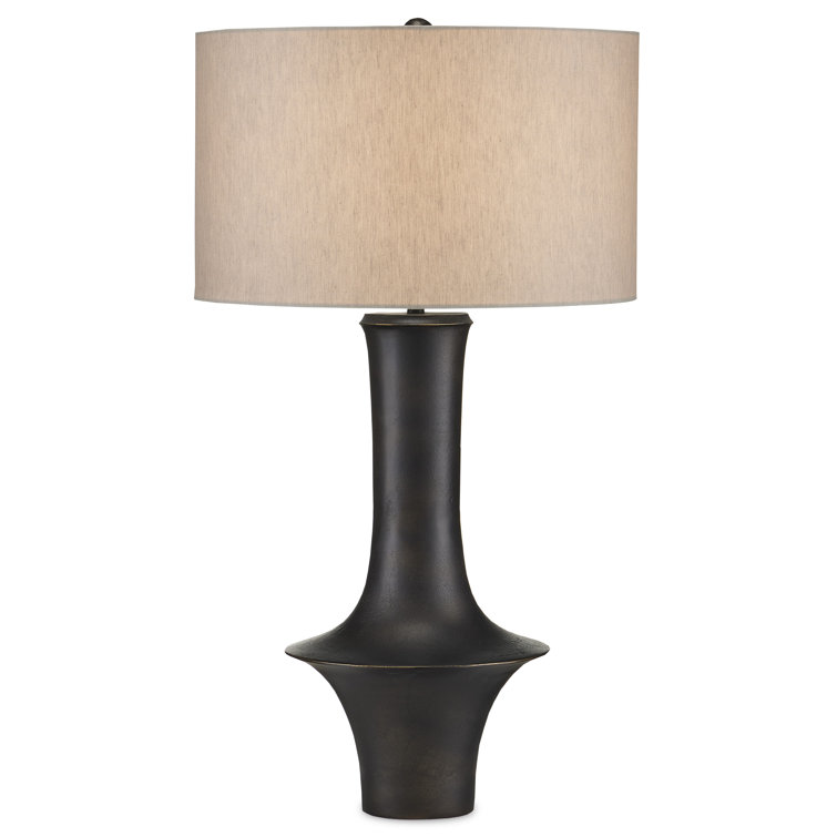 Silvestri Black Cast Aluminum Table Lamp with Linen Shade
