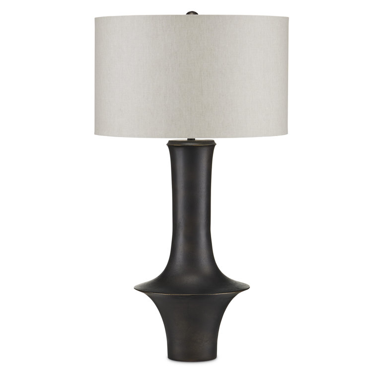 Silvestri Black Cast Aluminum Table Lamp with Linen Shade