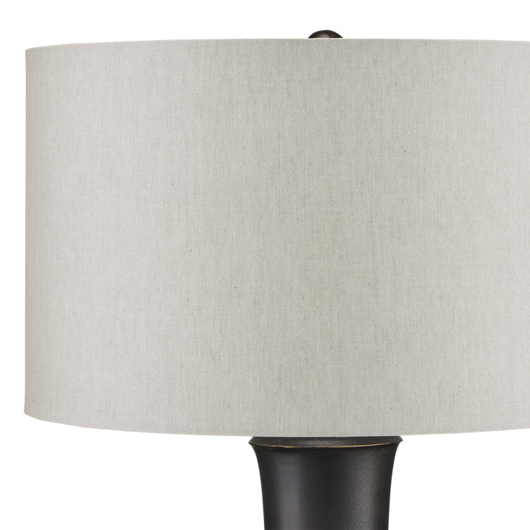 Silvestri Black Cast Aluminum Table Lamp with Linen Shade
