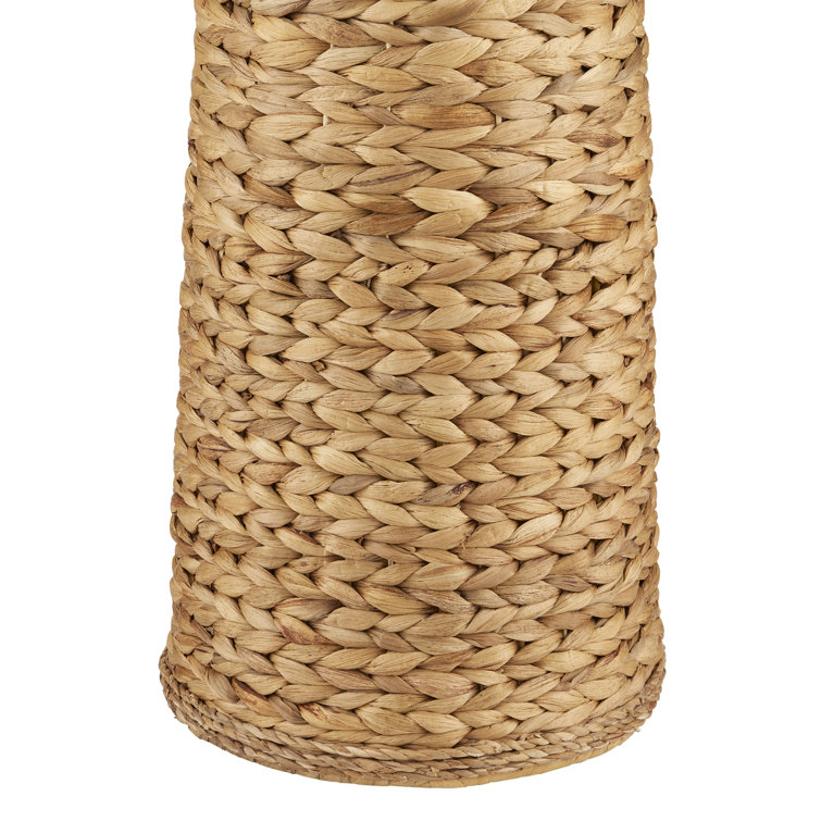 Natural Woven Floor Lamp with Off-White Linen Shade