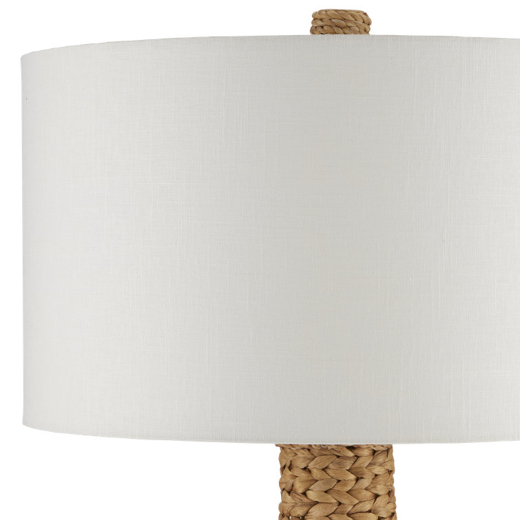 Natural Woven Floor Lamp with Off-White Linen Shade