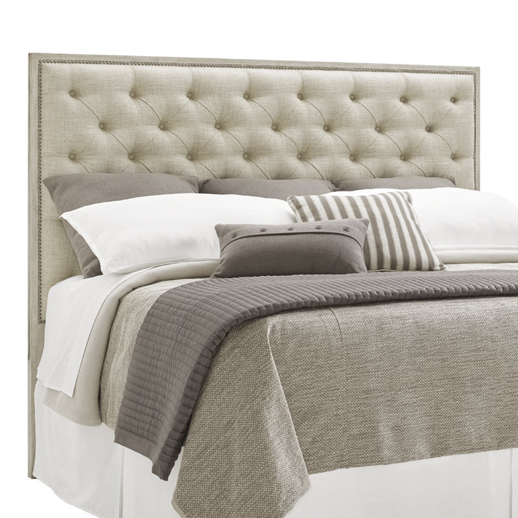 Sophisticated Queen Tufted Upholstered Headboard with Nailhead Trim