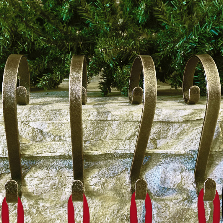 Weathered Bronze Metal Stocking Holder Set