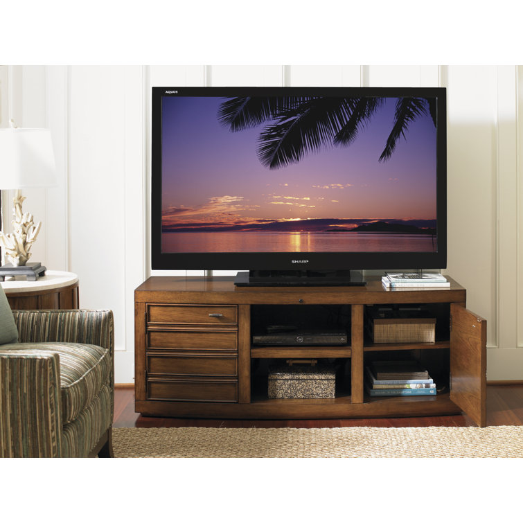 Transitional Brown Media Console with Adjustable Shelves and Cord Management