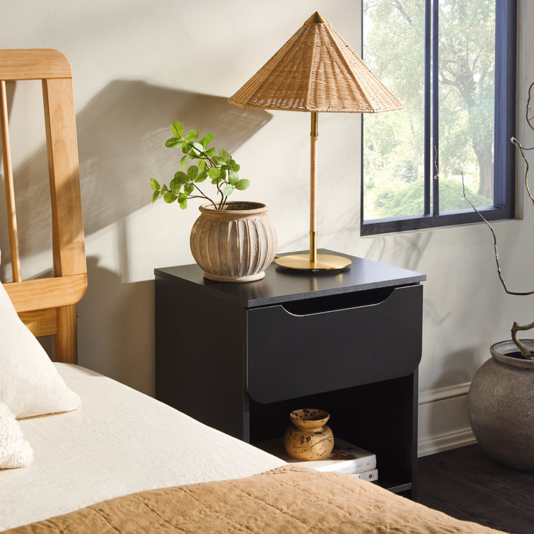 Sleek Black Scandi-Inspired 1-Drawer Nightstand