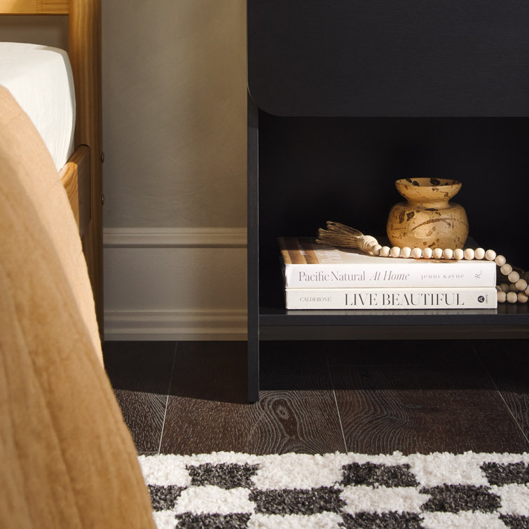 Sleek Black Scandi-Inspired 1-Drawer Nightstand