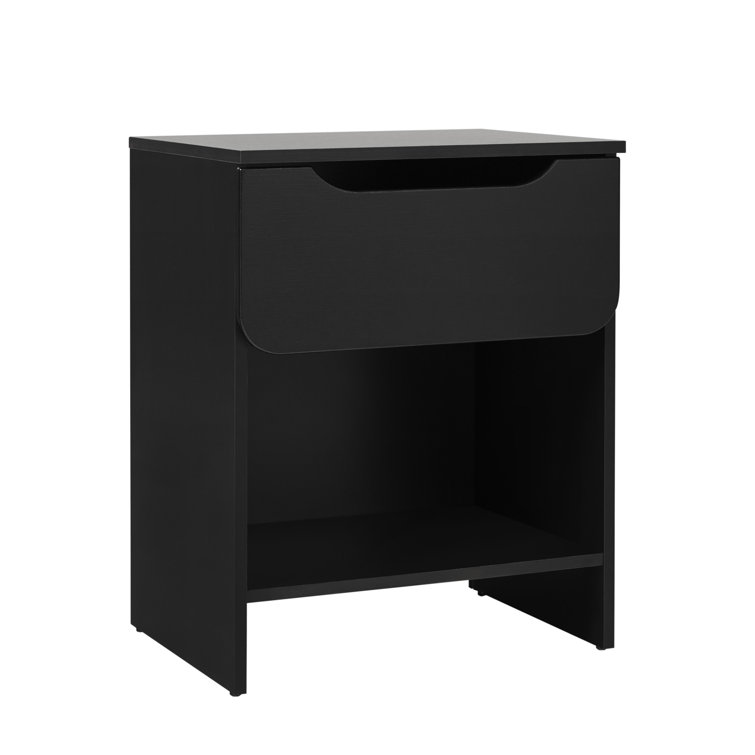Sleek Black Scandi-Inspired 1-Drawer Nightstand