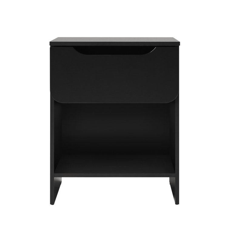 Sleek Black Scandi-Inspired 1-Drawer Nightstand