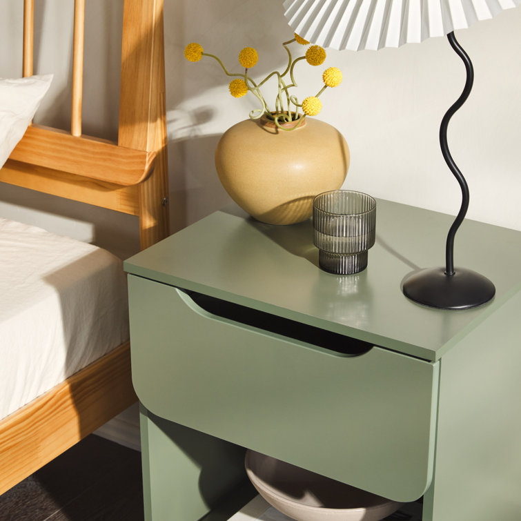 Scandi Minimalist Green 1-Drawer Nightstand