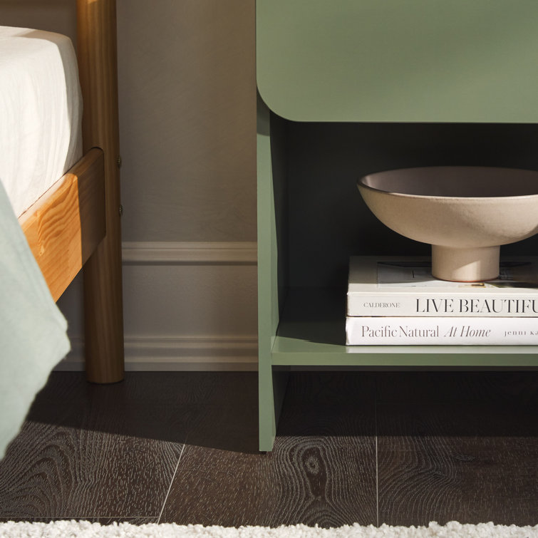 Scandi Minimalist Green 1-Drawer Nightstand