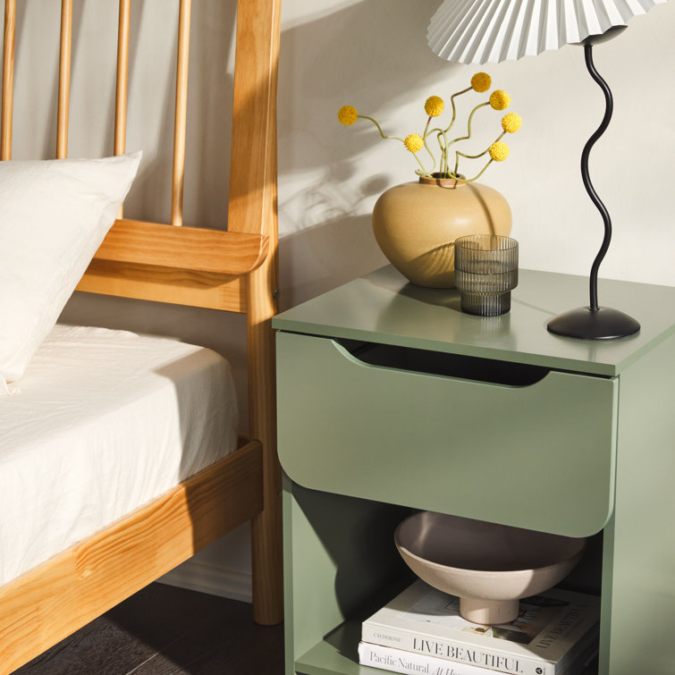 Scandi Minimalist Green 1-Drawer Nightstand