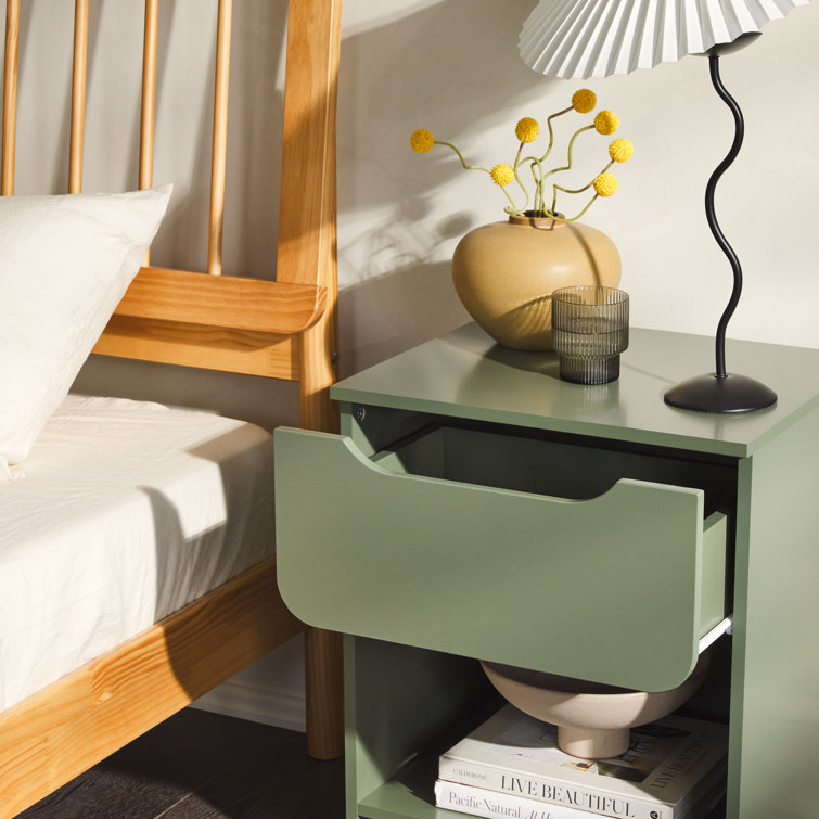 Scandi Minimalist Green 1-Drawer Nightstand