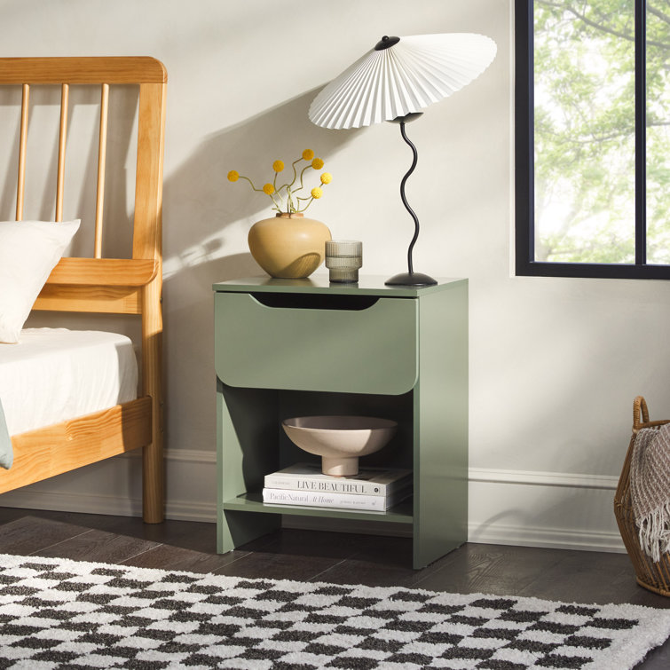 Scandi Minimalist Green 1-Drawer Nightstand