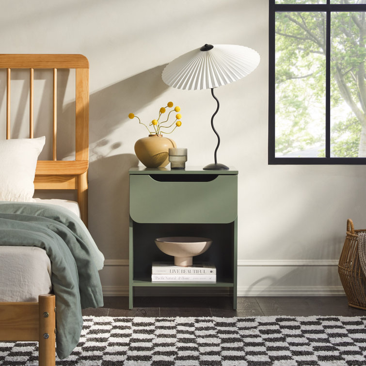 Scandi Minimalist Green 1-Drawer Nightstand