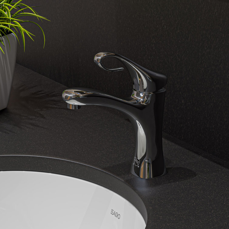 Polished Chrome Single Lever Bathroom Faucet with Curled Handle