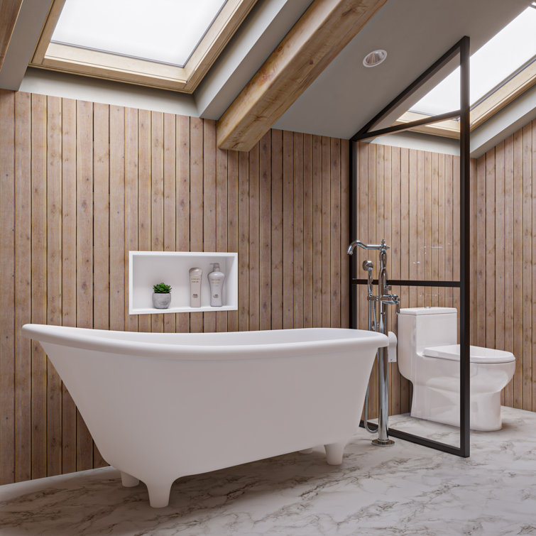 Polished Chrome Freestanding Tub Filler with Hand Shower
