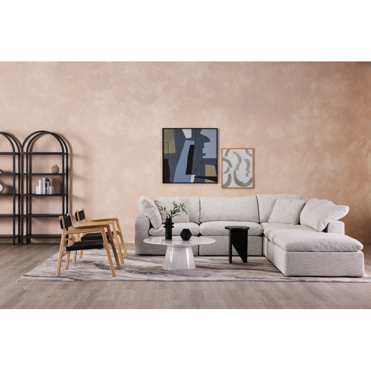 Minimalist Beige Leather and Ash Wood Accent Chair