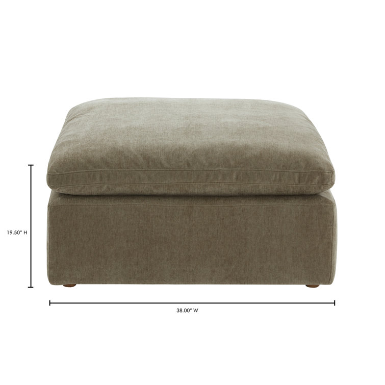 Desert Sage Performance Fabric Square Ottoman with Feather Cushion