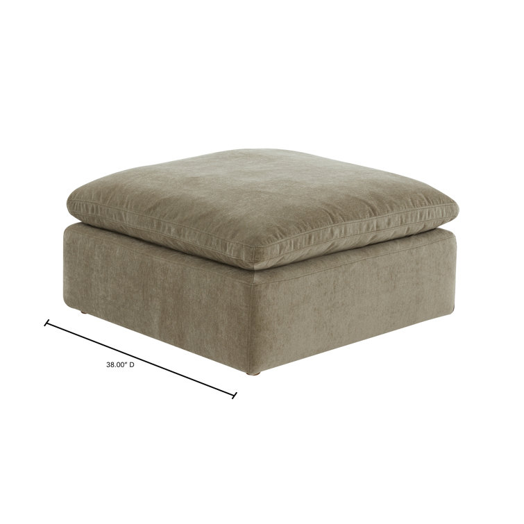 Desert Sage Performance Fabric Square Ottoman with Feather Cushion