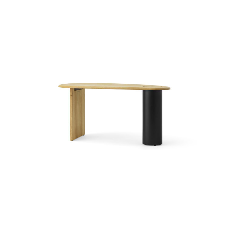 Natural Oak Eclipse Desk with Drawer and Metal Base