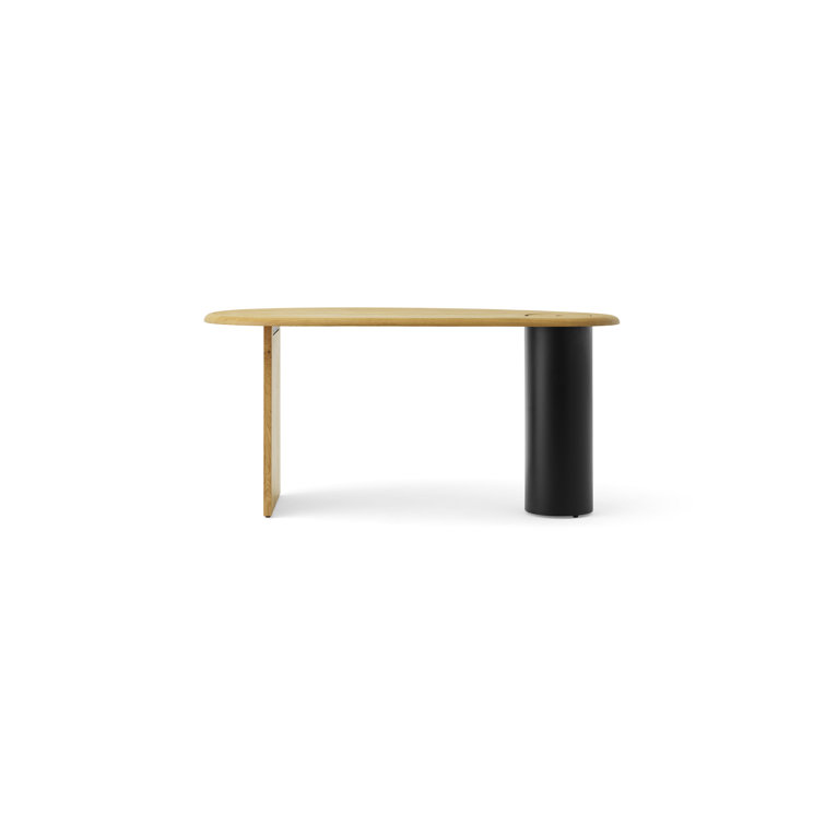 Natural Oak Eclipse Desk with Drawer and Metal Base
