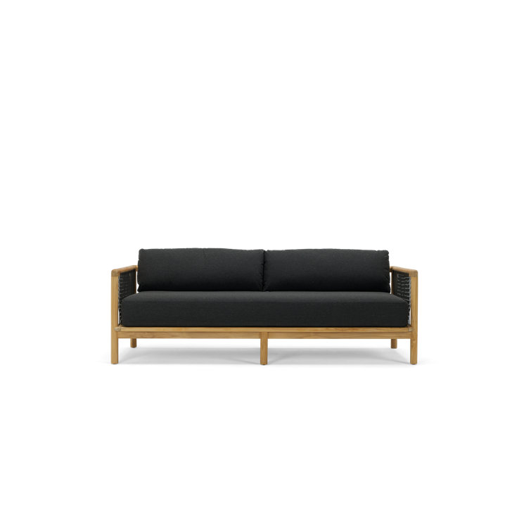 82'' Teak Outdoor Sofa with Charcoal Sunbrella Cushions