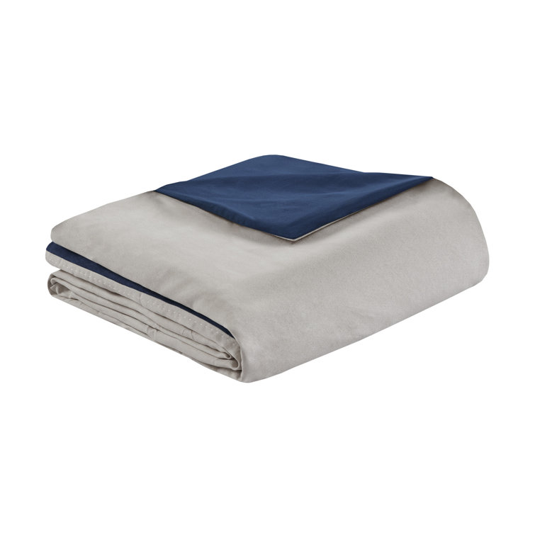Blue and Beige Queen Reversible Microfiber Comforter Set