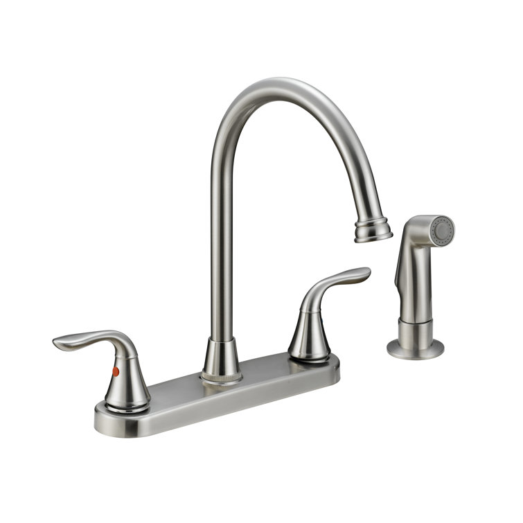 Brushed Nickel High Arc Kitchen Faucet with Side Spray