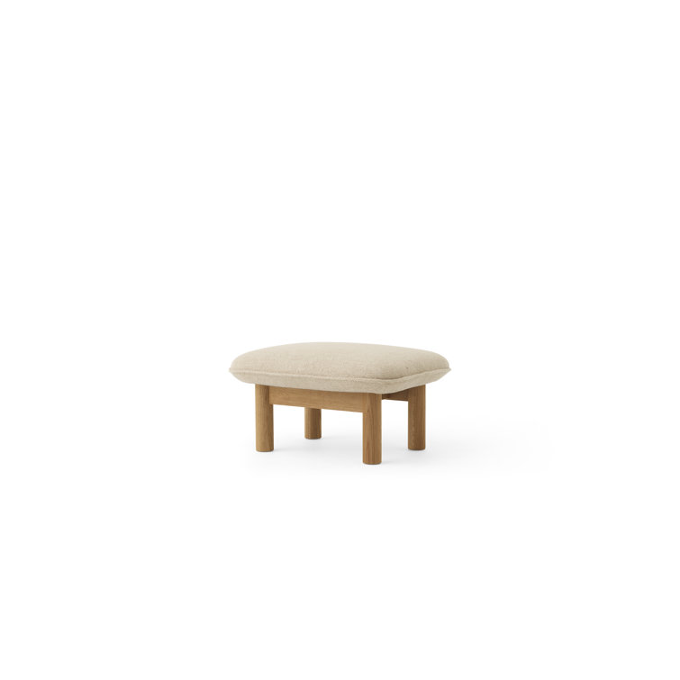 Brasilia 29.1" Wide Walnut and Beige Genuine Leather Ottoman