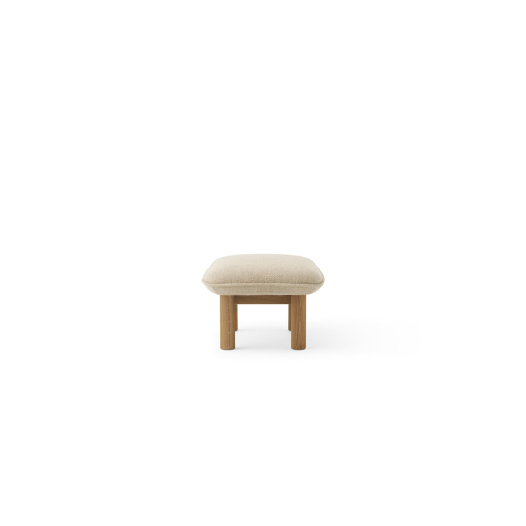 Brasilia 29.1" Wide Walnut and Beige Genuine Leather Ottoman