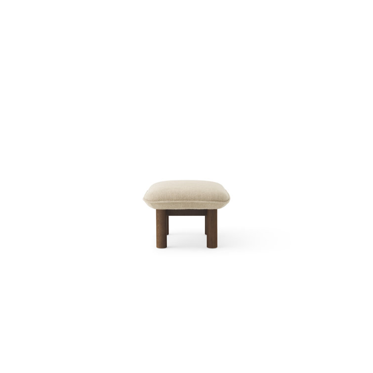 Brasilia 29.1" Wide Walnut and Beige Genuine Leather Ottoman