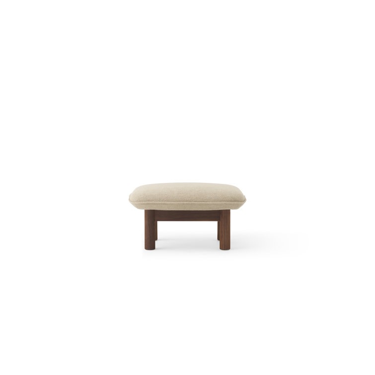 Brasilia 29.1" Wide Walnut and Beige Genuine Leather Ottoman