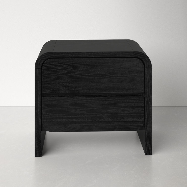 Elora Modern Farmhouse Jet Black Ash 2-Drawer Nightstand
