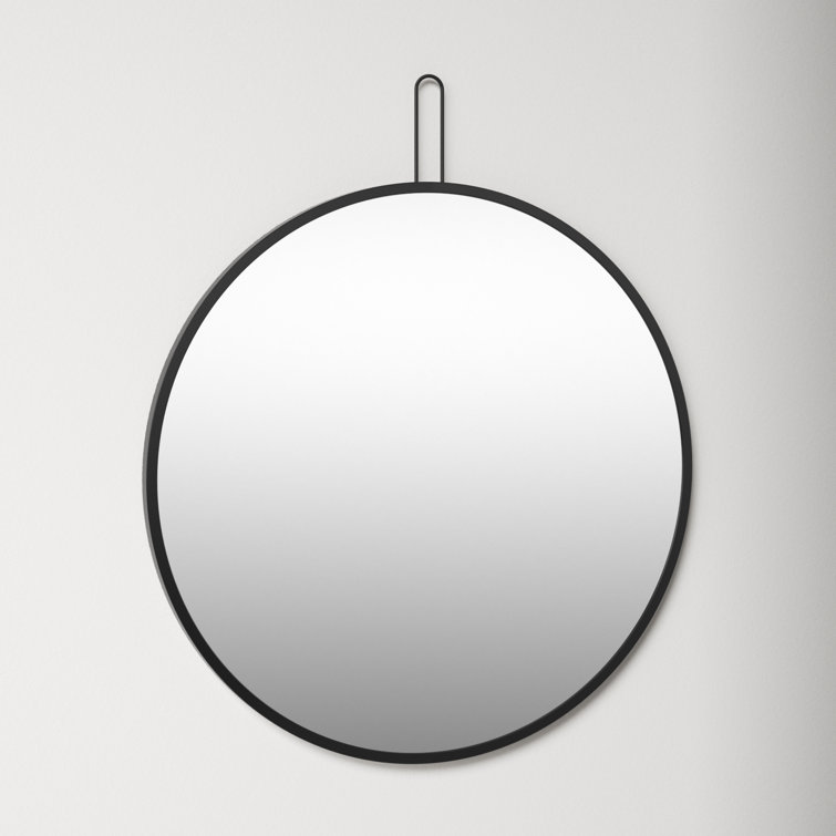 Dermot Black Metal Round Wall Mirror