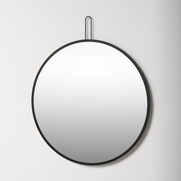 Dermot Black Metal Round Wall Mirror