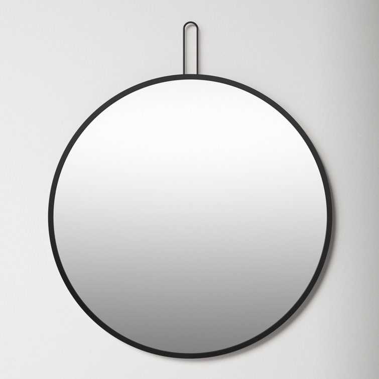 Dermot Black Metal Round Wall Mirror