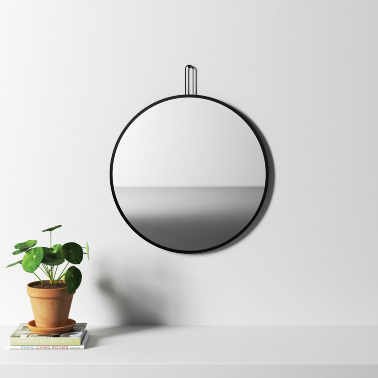 Dermot Black Metal Round Wall Mirror