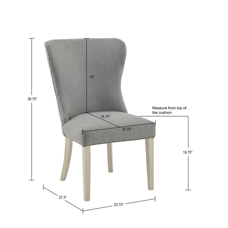 Light Grey Upholstered High Back Wood Side Chair