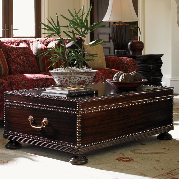 Traditional Kona Wood Rectangular Cocktail Table with Storage