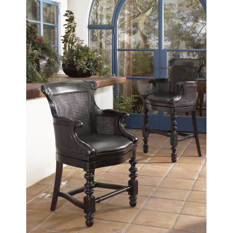 Kingstown Dunkirk 24.75" Black Leather Swivel Counter Stool